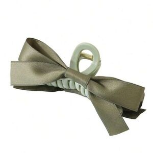 Olive Green Satin Bow Hair Claw Clip NEW 🏷️